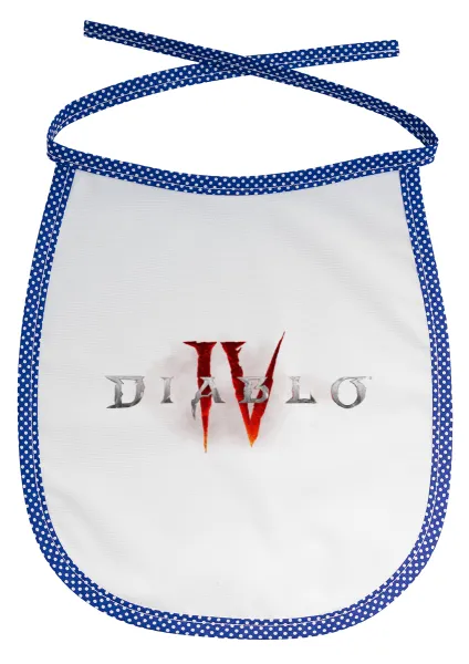 Diablo iv — Stain-resistant baby bib with tie, blue