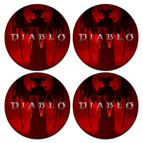 Diablo iv — ΣΕΤ 4 Σουβέρ ξύλινα στρογγυλά (9cm)