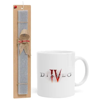 Diablo iv, Easter Set, Ceramic Cup (330ml) & Easter aromatic flat candle (30cm) (GRAY)