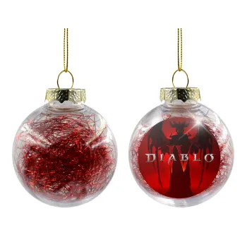 Diablo iv, Transparent Christmas tree ball ornament with red filling 8cm