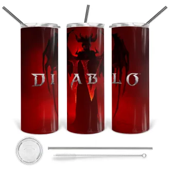 Diablo iv, Tumbler stainless steel 600ml, with metal straw & cleaning brush