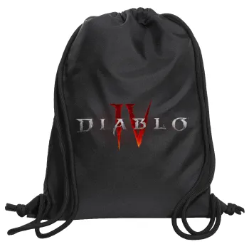 Diablo iv, Backpack pouch GYMBAG Black, with pocket (40x48cm) & thick cords