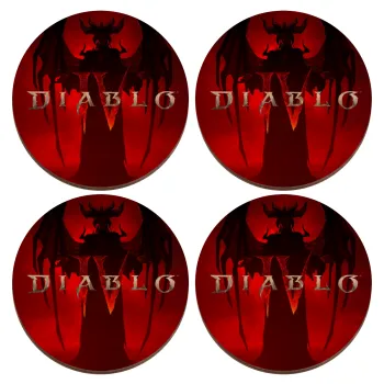 Diablo iv, ΣΕΤ x4 Σουβέρ ξύλινα στρογγυλά plywood (9cm)