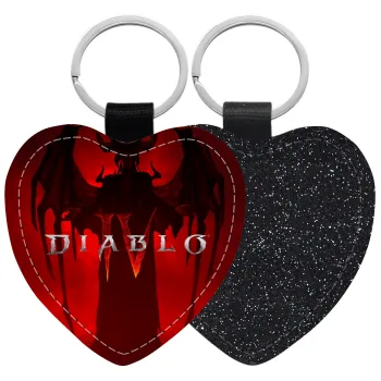 Diablo iv, Μπρελόκ PU δερμάτινο glitter καρδιά ΜΑΥΡΟ
