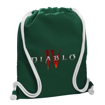 Diablo iv, Backpack pouch GYMBAG BOTTLE GREEN, with pocket (40x48cm) & thick white cords