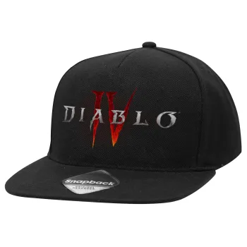 Diablo iv, Adult Flat Snapback Hat Black, (100% COTTON TWILL, ADULT, UNISEX, ONE SIZE)