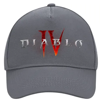 Diablo iv, Ultimate Adult Hat Grey, (100% COTTON DRILL, ADULT, UNISEX, ONE SIZE)