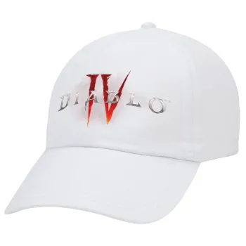 Diablo iv, Καπέλο Ενηλίκων Baseball Λευκό 5-φύλλο (POLYESTER, ΕΝΗΛΙΚΩΝ, UNISEX, ONE SIZE)