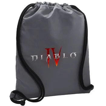 Diablo iv, Τσάντα πλάτης πουγκί GYMBAG ΓΚΡΙ, με τσέπη (40x48cm) & χονδρά κορδόνια