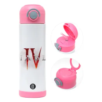 Diablo iv, Children's hot water bottle, stainless steel, with safety straw, PINK (500ml)