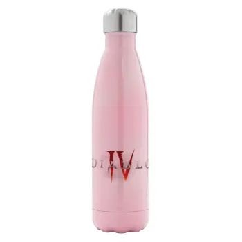 Diablo iv, Metal mug thermos Pink Iridiscent (Stainless steel), double wall, 500ml