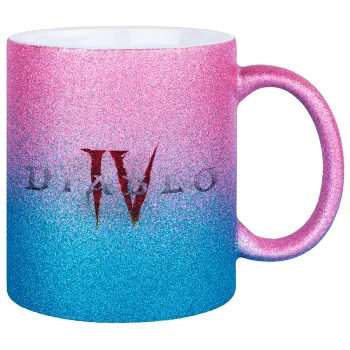 Diablo iv, Κούπα Χρυσή/Μπλε Glitter, κεραμική, 330ml