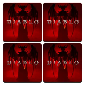 Diablo iv, ΣΕΤ 4 Σουβέρ ξύλινα τετράγωνα (9cm)