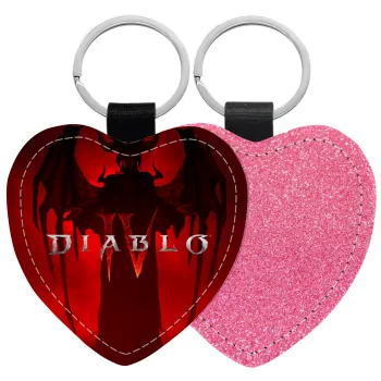 Diablo iv, Μπρελόκ PU δερμάτινο glitter καρδιά ΡΟΖ
