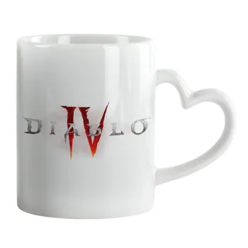 Diablo iv, Mug heart handle, ceramic, 330ml