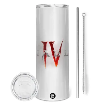 Diablo iv, Tumbler ποτήρι θερμό από ανοξείδωτο ατσάλι 600ml, με μεταλλικό καλαμάκι & βούρτσα καθαρισμού
