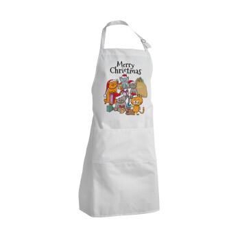 Merry Christmas Cats, Adult Chef Apron (with sliders and 2 pockets)