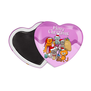 Merry Christmas Cats, Μαγνητάκι καρδιά (57x52mm)