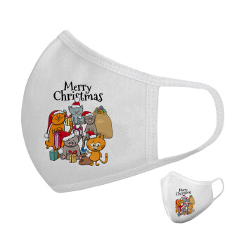 Merry Christmas Cats, Μάσκα υφασμάτινη υψηλής άνεσης παιδική (Δώρο πλαστική θήκη)