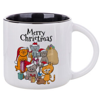 Merry Christmas Cats, Κούπα κεραμική 400ml Λευκή/Μαύρη