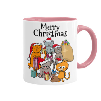 Merry Christmas Cats, Mug colored pink, ceramic, 330ml
