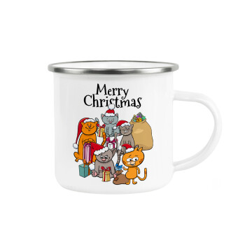 Merry Christmas Cats, Metallic enamel cup white 360ml