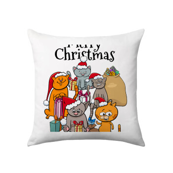 Merry Christmas Cats, Μαξιλάρι καναπέ 40x40cm περιέχεται το  γέμισμα