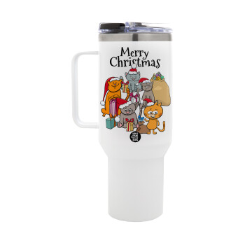 Merry Christmas Cats, Mega Stainless steel Tumbler with lid, double wall 1,2L