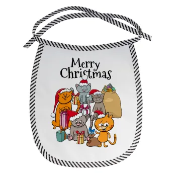Merry Christmas Cats, Σαλιάρα μωρού αλέκιαστη με κορδόνι Μαύρη