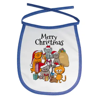 Merry Christmas Cats, Σαλιάρα μωρού αλέκιαστη με κορδόνι Μπλε