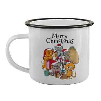 Merry Christmas Cats, Κούπα εμαγιέ με μαύρο χείλος 360ml