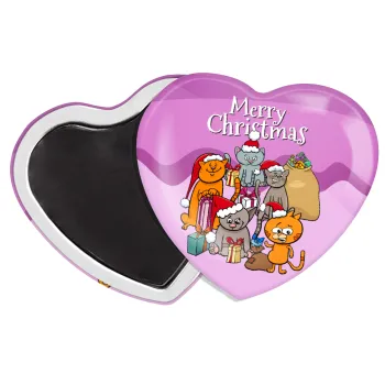 Merry Christmas Cats, Μαγνητάκι καρδιά (57x52mm)