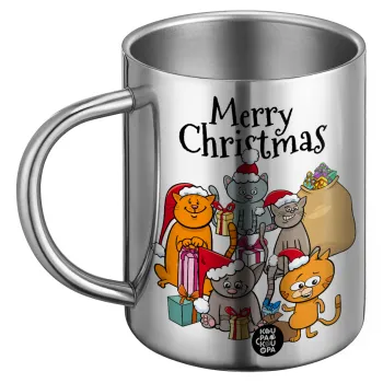 Merry Christmas Cats, BIG Mug Stainless steel double wall (450ml)