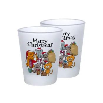 Merry Christmas Cats, Σφηνοπότηρα γυάλινα 45ml του πάγου (2 τεμάχια)