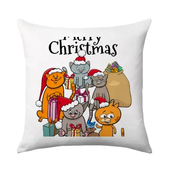 Merry Christmas Cats, Μαξιλάρι καναπέ 40x40cm περιέχεται το  γέμισμα