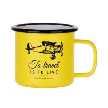 To travel is to live, Κούπα Μεταλλική εμαγιέ ΜΑΤ Κίτρινη 360ml