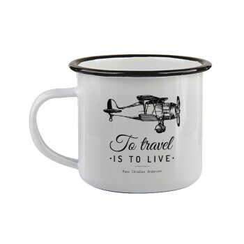 To travel is to live, Κούπα εμαγιέ με μαύρο χείλος 360ml