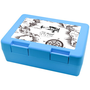 To travel is to live, Children's cookie container LIGHT BLUE 185x128x65mm (BPA free plastic)