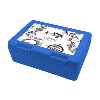 To travel is to live, Children's cookie container BLUE 185x128x65mm (BPA free plastic)