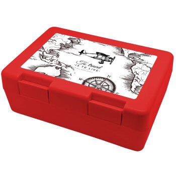 To travel is to live, Children's cookie container RED 185x128x65mm (BPA free plastic)