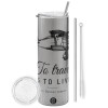 Eco friendly stainless steel Silver tumbler 600ml, with metal straw & cleaning brush
