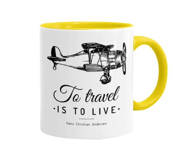 To travel is to live — Κεραμική Κίτρινη, 330ml