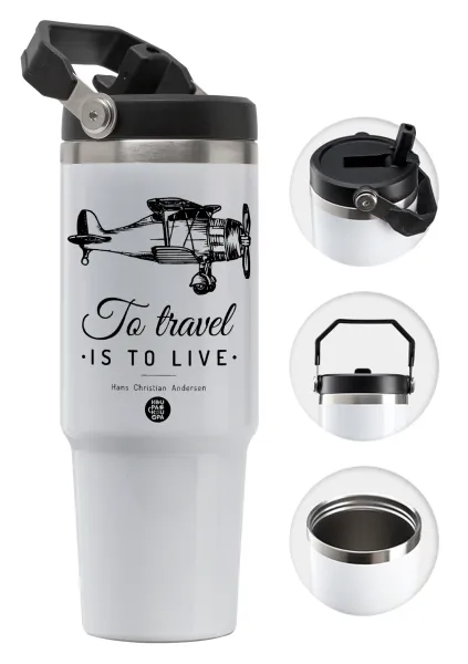 To travel is to live — Θερμός Ανοξείδωτο 30oz με χερούλι