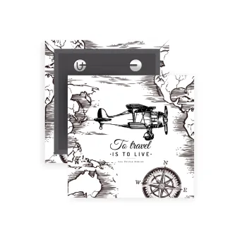 To travel is to live, Κονκάρδα παραμάνα τετράγωνη 5x5cm