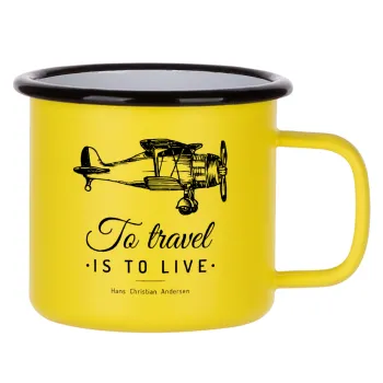 To travel is to live, Κούπα Μεταλλική εμαγιέ ΜΑΤ Κίτρινη 360ml