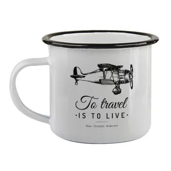 To travel is to live, Κούπα εμαγιέ με μαύρο χείλος 360ml