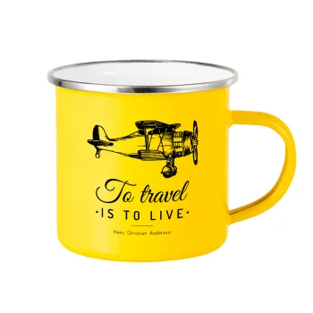 To travel is to live, Yellow Enamel Metallic Cup 360ml