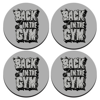 Back in the GYM, SET of 4 round wooden coasters (9cm)