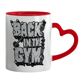 Back in the GYM, Mug heart red handle, ceramic, 330ml