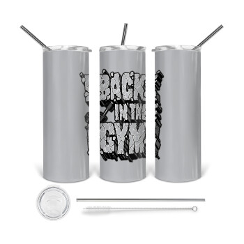Back in the GYM, Tumbler stainless steel 600ml, with metal straw & cleaning brush